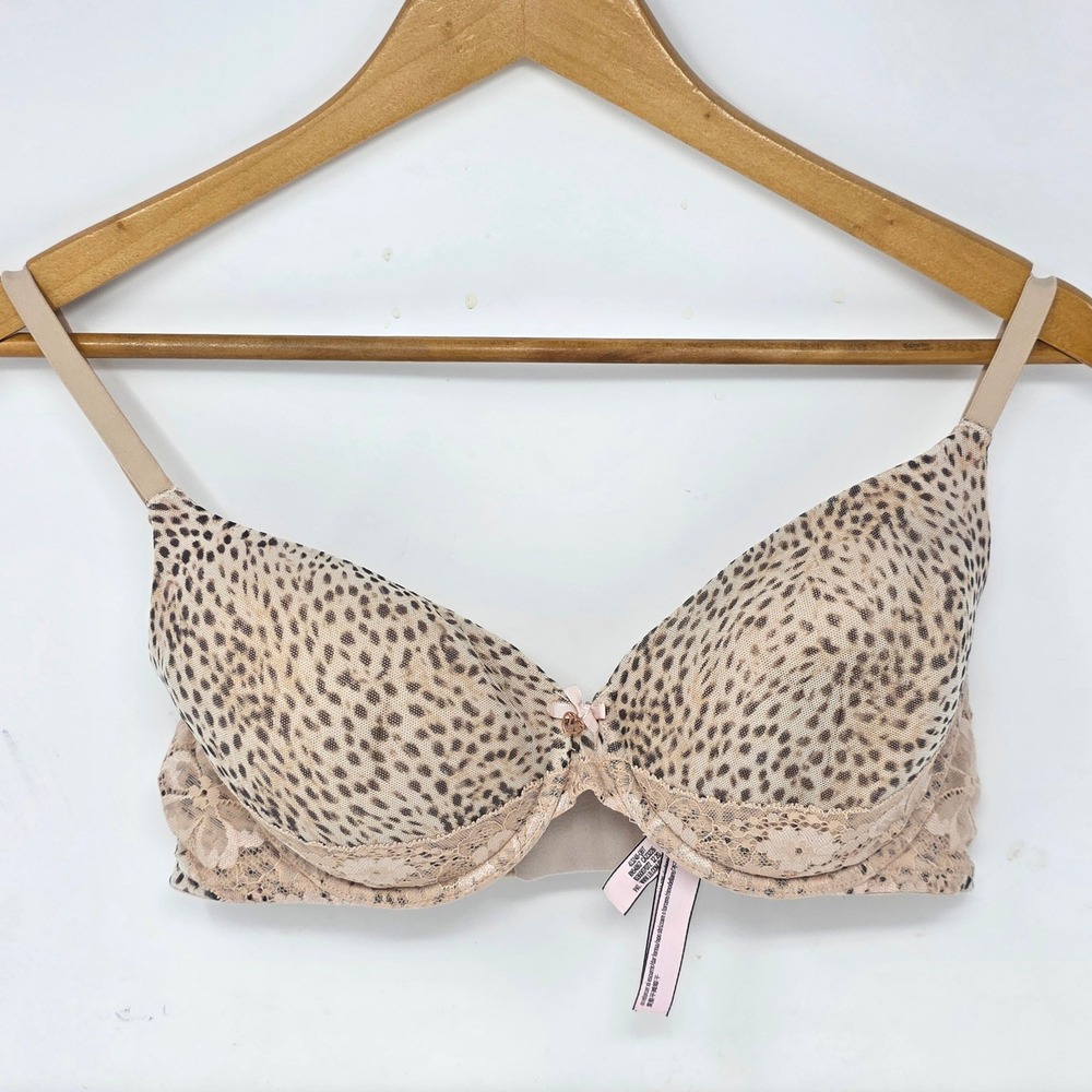 Victoria's Secret Body Victoria Lined Perfect Coverage Bra 38B Animal Print Lace
